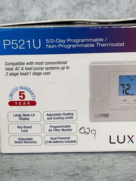 LuxPro Other - LuxPro P521U 5/2-Day Programmable/Non-Programmable Thermostat AC and heat pump s